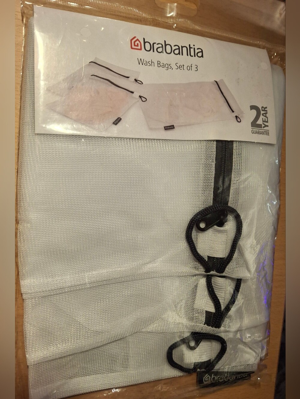 Brabantia Mesh Wash Bags Set of 3 Zipper White/Black 45cm x 33cm